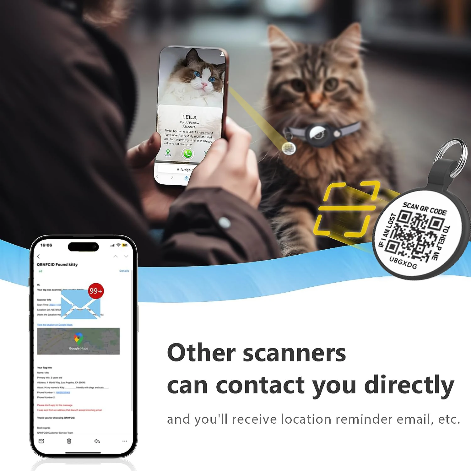 Compatibile con Apple Airtag collare per animali domestici con QR Smart Tag, per accessori per cuccioli di gatto collari riflettenti per gattini in