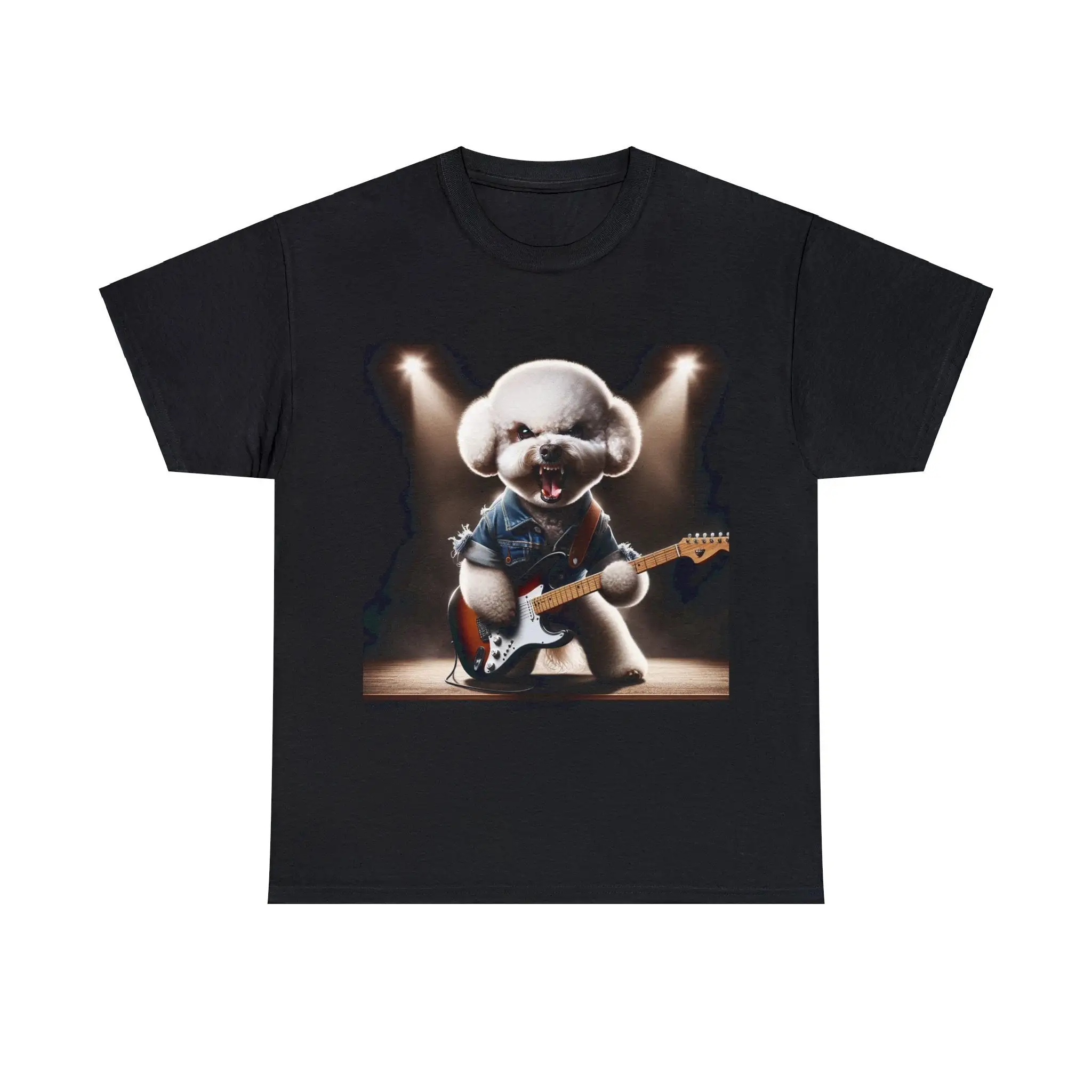 Bichon Frisé vicious face guitarist graphic T shirt