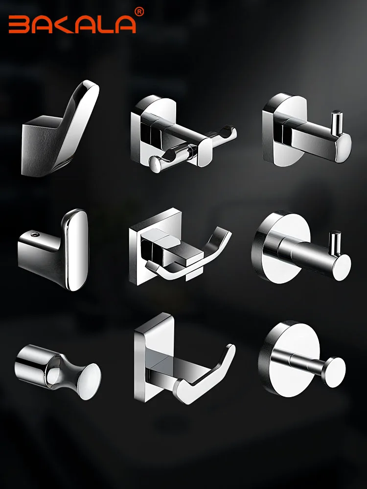 BAKALA Luxury Chrome Brass Wall Hook Coat Towel Black Hooks for Bathroom Gold Copper Kitchen Hook Copper Clothes Hook