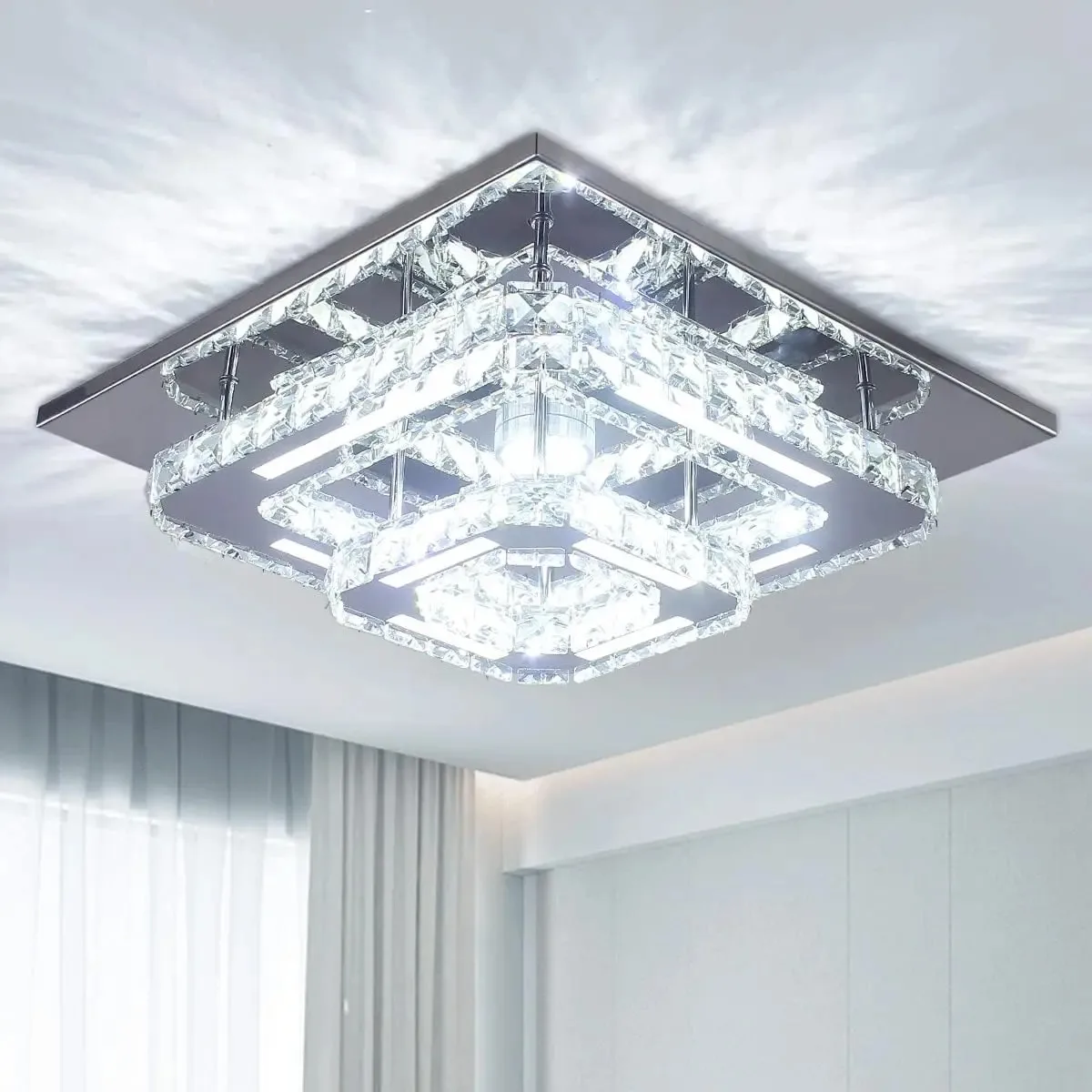 

New Modern LED Acrylic Double Layer Crystal Ceiling Lights Home Garden Appliance Simple Fixtures Corridor Stairs Valentine's Day
