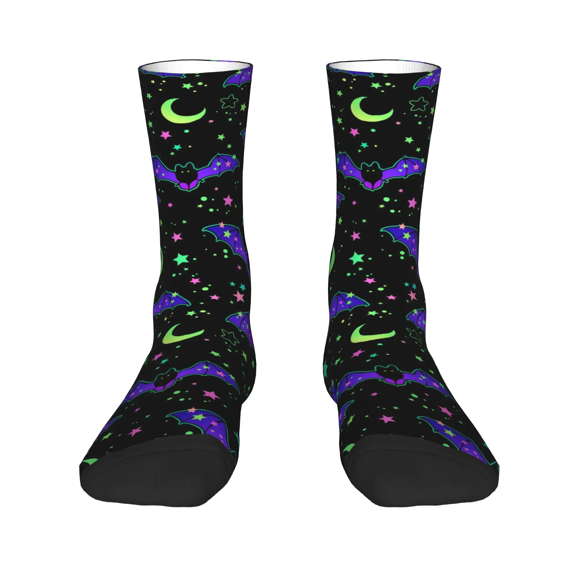 

Милые чулки, женские носки со звездным небом на Хэллоуин и летучими мышами для мужчин, эластичные зимние носки с графическим рисунком
