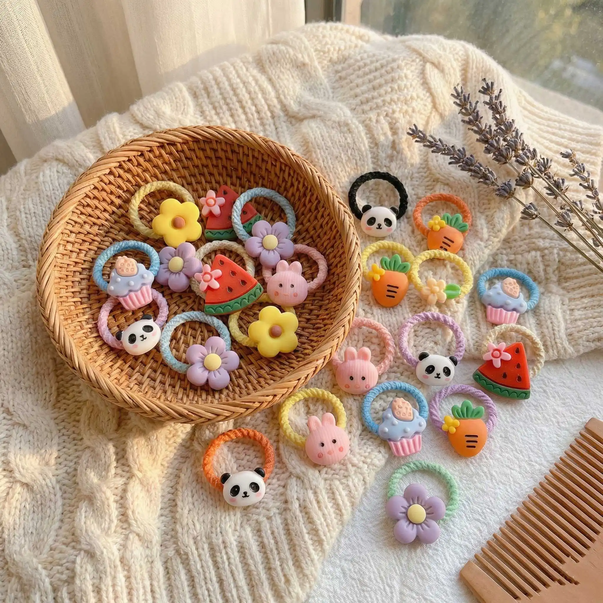 30 Piece Cartoon Resin Hair Tie Set for Kids