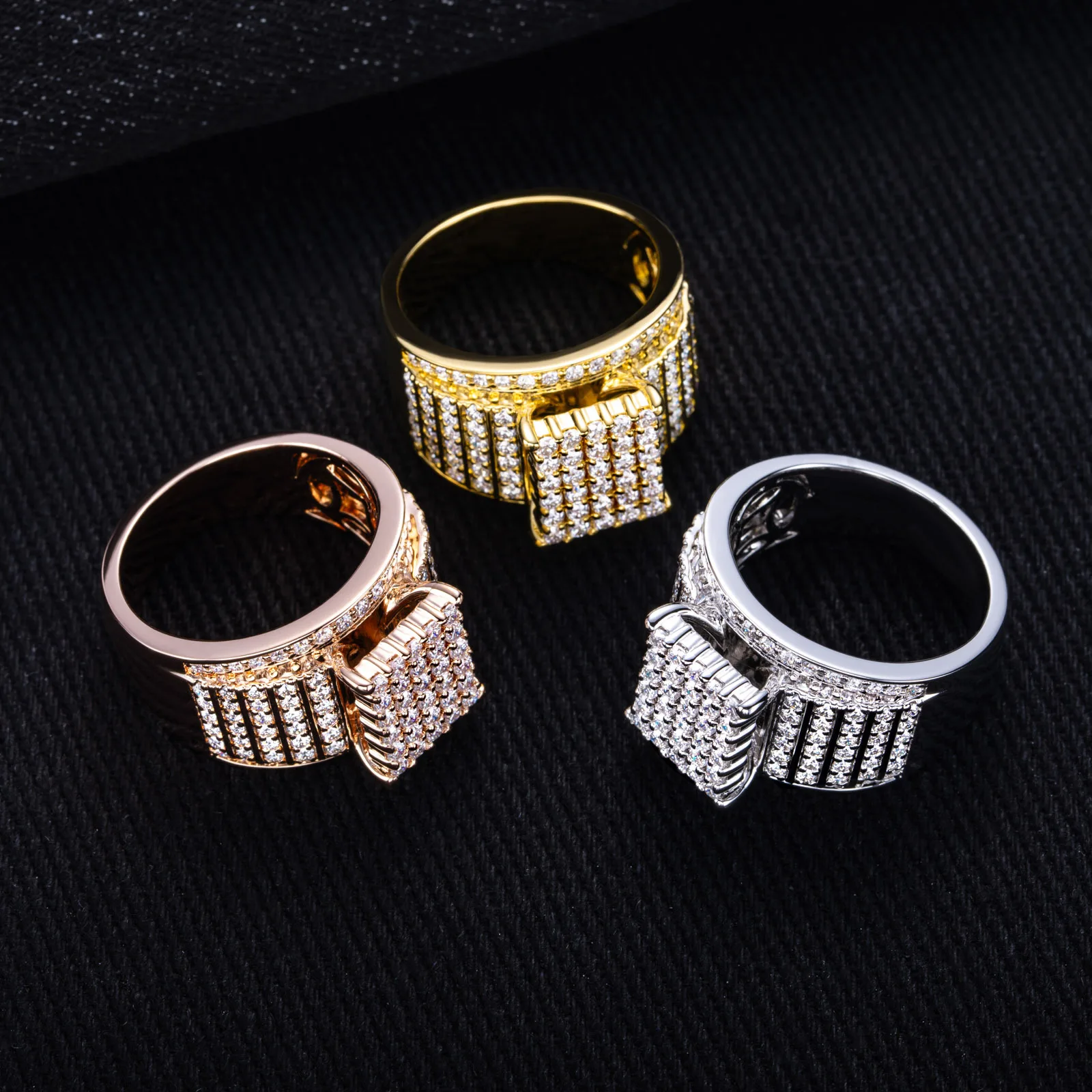Carnica Real Moissanite Ring for Men Copper Inlay Hip Hop Sparkling Wedding Band Jewelry GRA D Color Diamond Gift Classic Luxury
