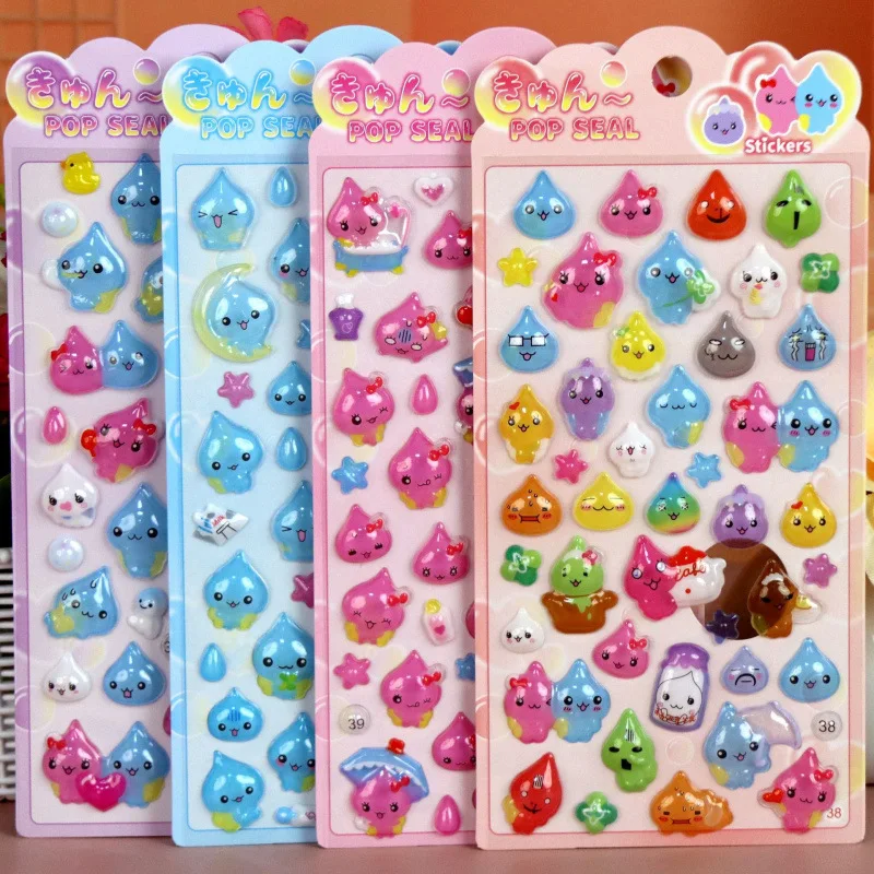 

Mixed 20-40 Pcs 3d Embossed Vintage Water Drop Stickers 3d Crystal Stickers Cute Raindrop Design Fun Decorative Wholesale Gift