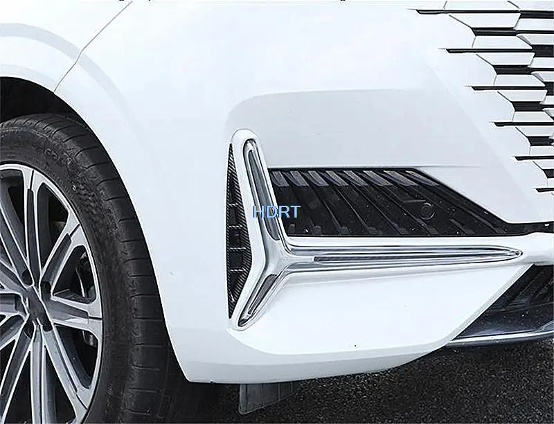 Car Front Grille Fog Lamp Covers Frame Protection Decoration For Changan Uni-k Unik 2021 2022 Accessories Carbon Fiber Styling