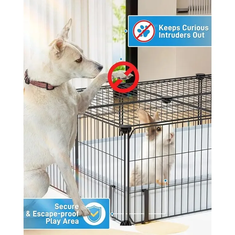 

20 Panels Guinea Pig Cages, Rabbit Cage Indoor with Waterproof Mat, Small Animal Playpen with Door for Guinea Pigs, Bunny, Hedge