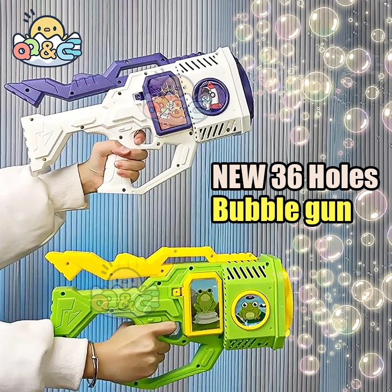 Bubble Gun Rocket 36 Holes Soap Bubbles Machine Gun Shape Automatic Soap Bubble Maker Pomperos Toys for Kids Children's Day Gift