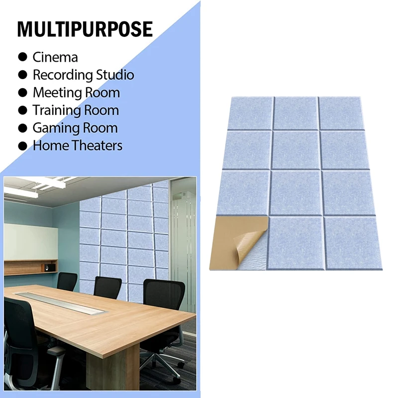 HOT-12 Pack Self-Adhesive Acoustic Panels,12X12x0.4In Sound Absorbing Panels, For Recording Studio,Office,Home