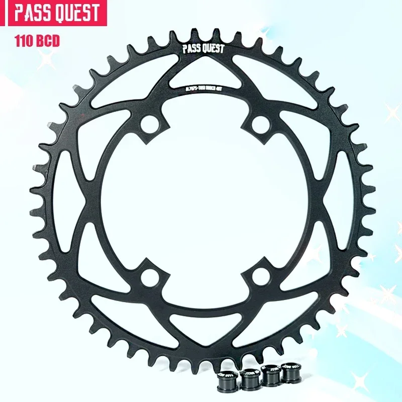 PASS QUEST 110BCD Round Road Bike Narrow Wide Chainring 36-52T Chainwheel black Bicycle Accessories