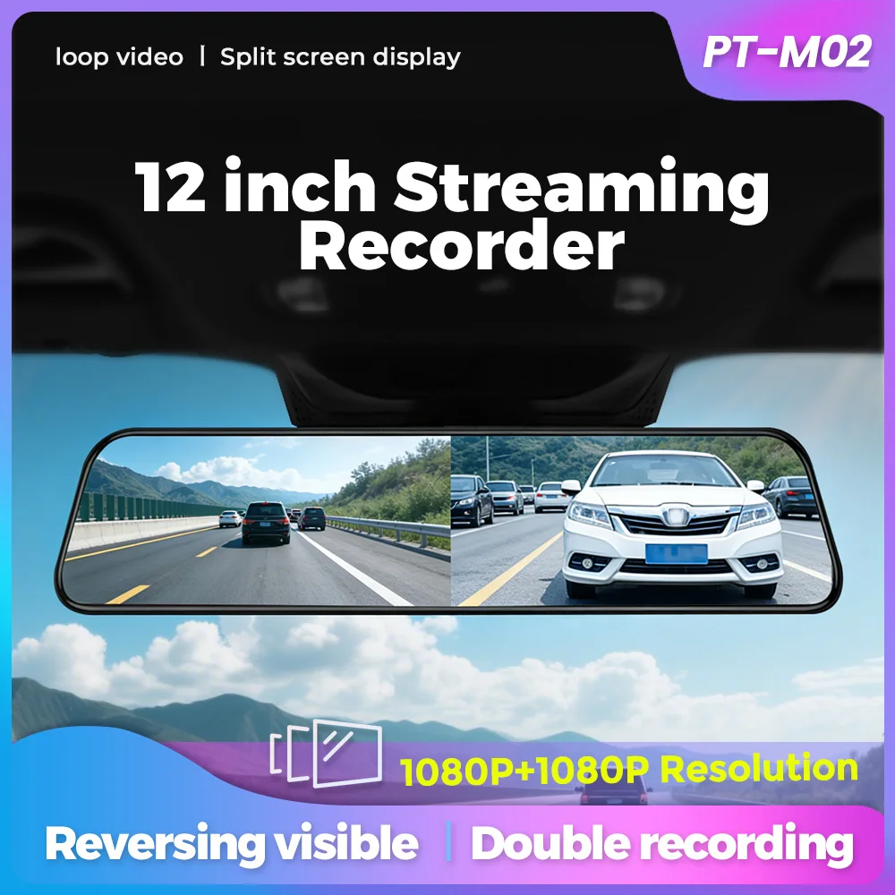 

10/12inch Car Rearview Mirror Dashcam Front and Rear Dual Dash Camera FHD 1080P Real Time Cam Video Streaming Recorder Av-in DVR