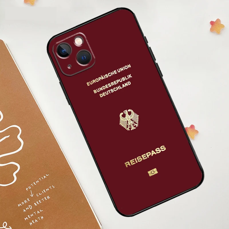 حافظة جواز سفر ألمانية إيطالية فرنسية لهاتف آيفون 17 Air 16 15 14 13 12 11 Pro Max mini 16e 15 16 Plus Funda غطاء سيليكون #5
