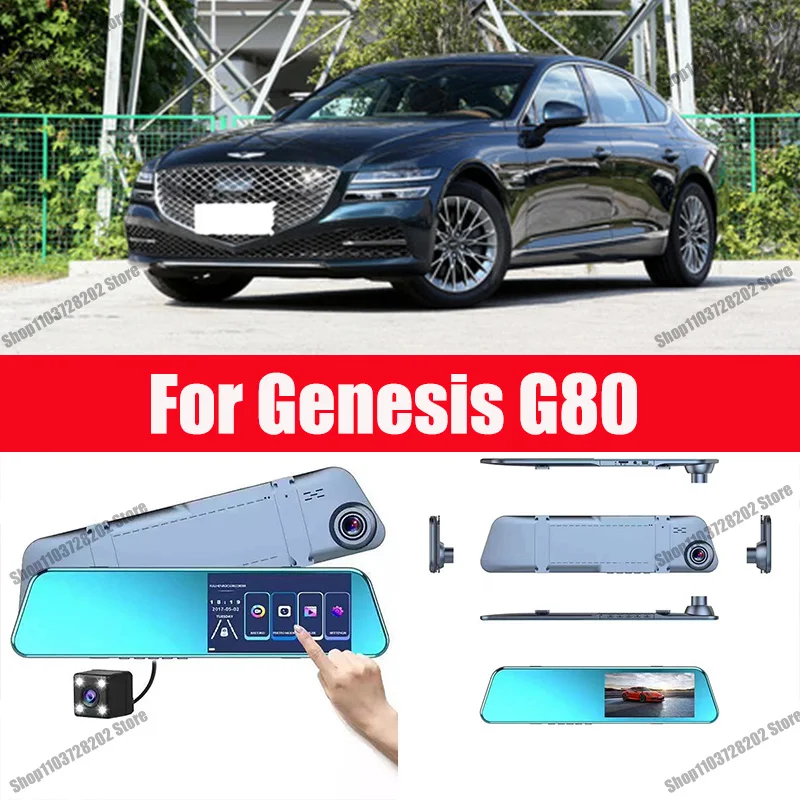 

For Genesis G80 Camera Car Touch Screen Video Recorder Rearview mirror Dash Cam Front and Rear Camera Mirror DVR