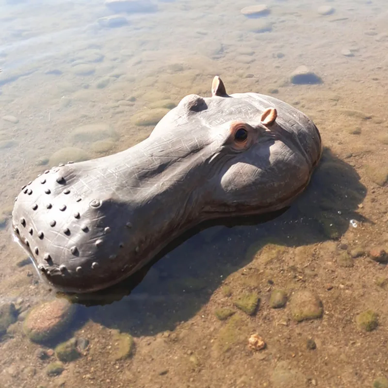 Statue de crocodile et hippopotame flottants en résine, ornement créatif et effrayant, décoration d\'extérieur, de jardin, d\'étang, de maison,