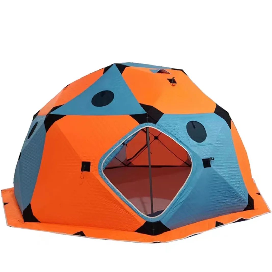 Octagonal Winter Tent With Ice Fishing 4-6 Person Extra Large Insulated Sauna Tent and Wood Stove with Chimney Hole