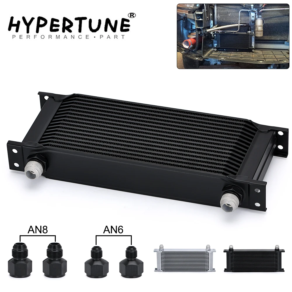 

Hypertune - 16 Row AN10 Stacked Plate Oil Cooler 10AN to 6AN 8AN Adapter Universal Engine Transmission Aluminum Sliver/Black