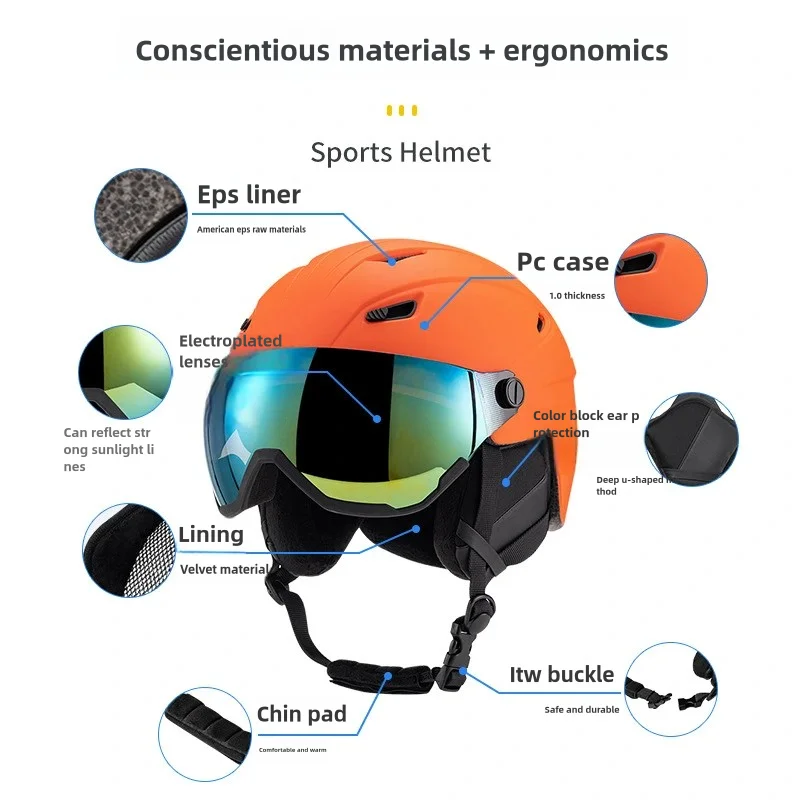 PROPRO helmet Ski Snowboard Work Safety Bike Helmet Mtb Cycling Men Women Approved Work Safety Goggles Lntegrated Ski Helmet