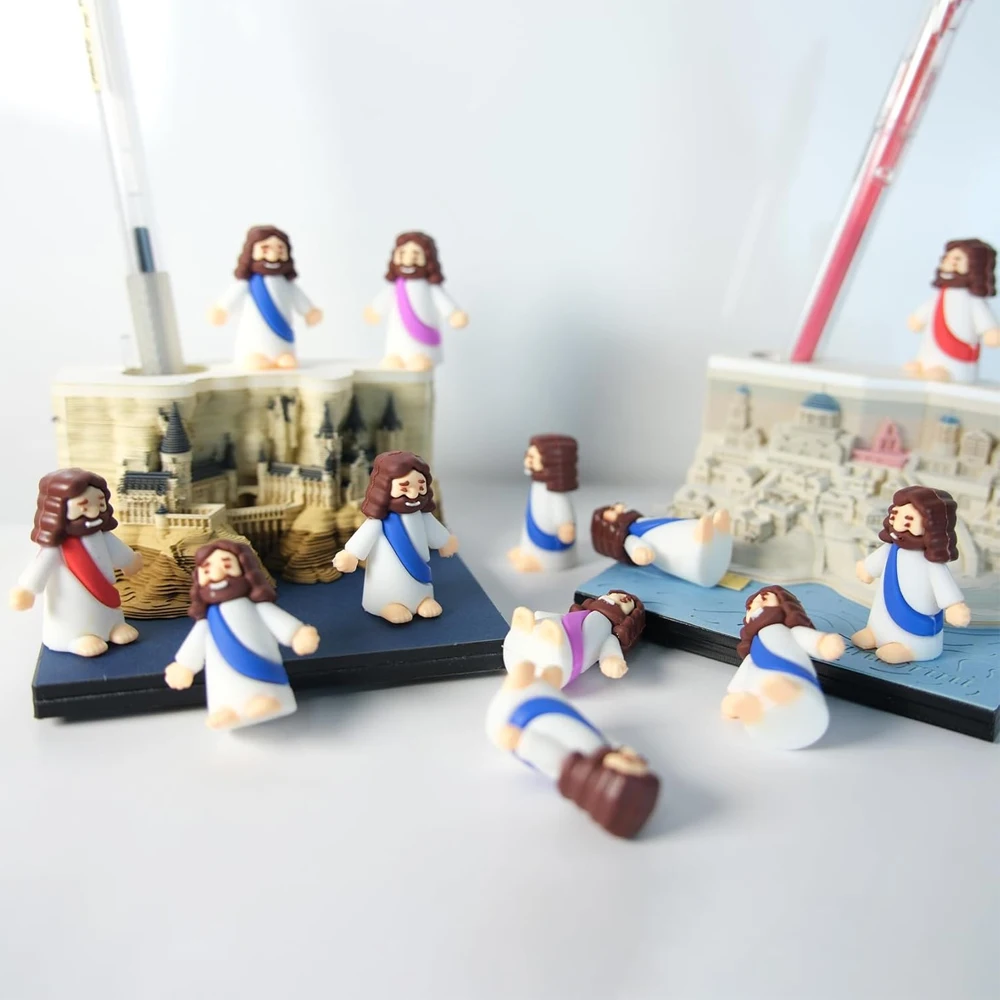 5/10 قطعة منمنمات يسوع المطاطية الصغيرة، شخصيات صغيرة لطيفة للمنزل والمكتب والمناظر الطبيعية الصغيرة لتزيين الحرف اليدوية، هدايا الحفلات