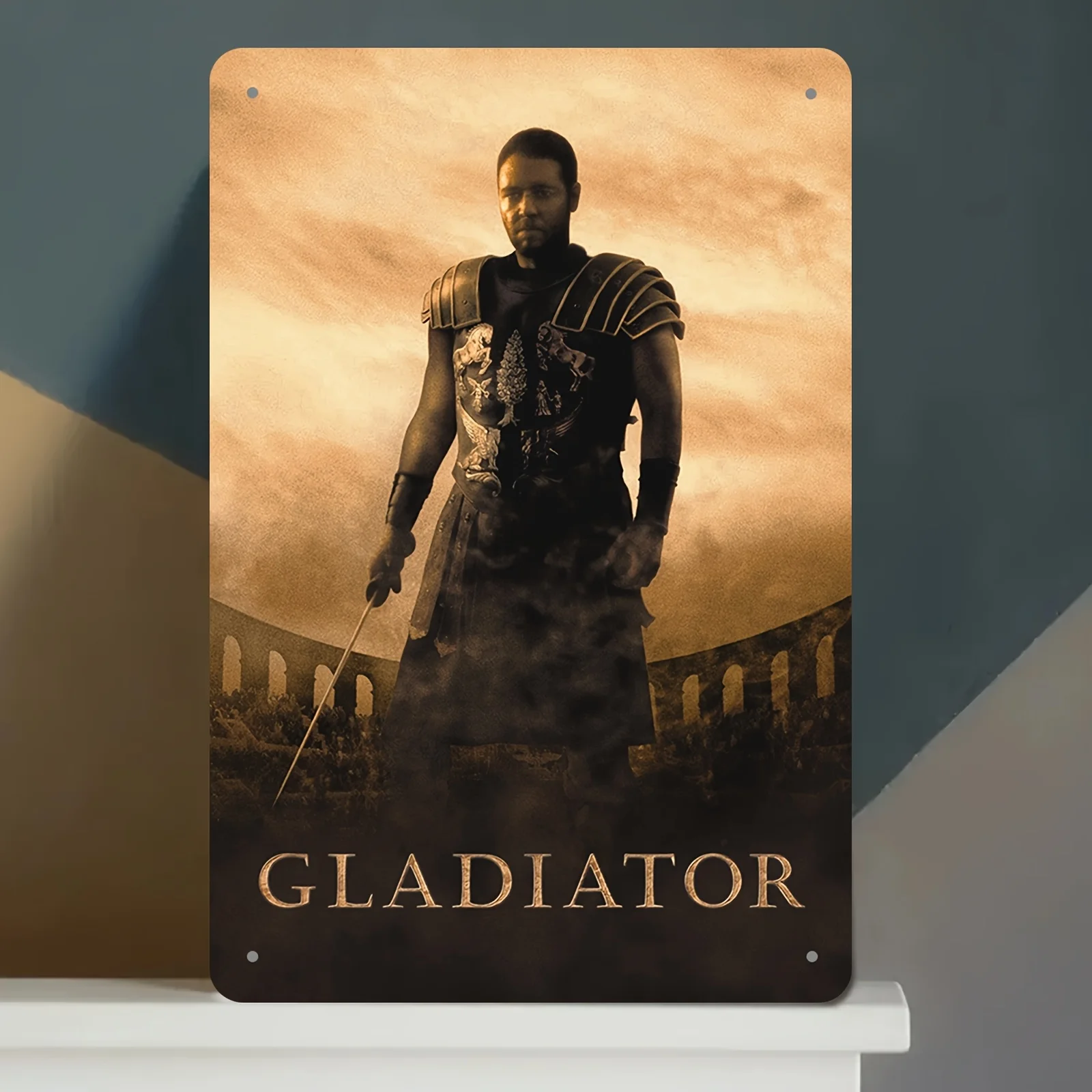 Vintage Gladiator Metal Tin Sign -  Iron Poster Plaque with Roman Design, for Home, Office, Man Cave, Street, Rest
