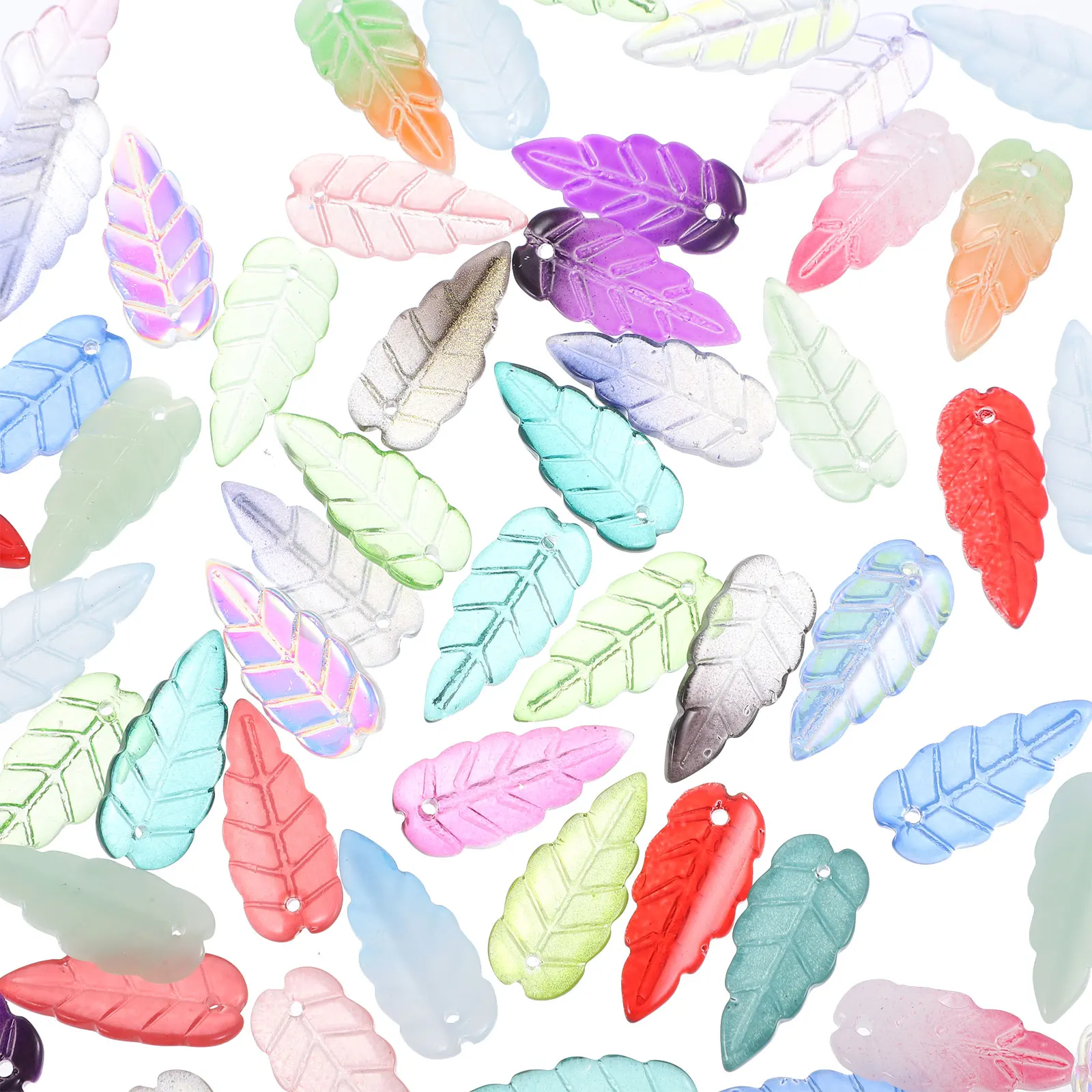 

100pcs Glass Leaf Charm Dangle Charms For Jewelry Making Bracelet Necklace Pendants Diy Crafts Handcraft Supplies Retro