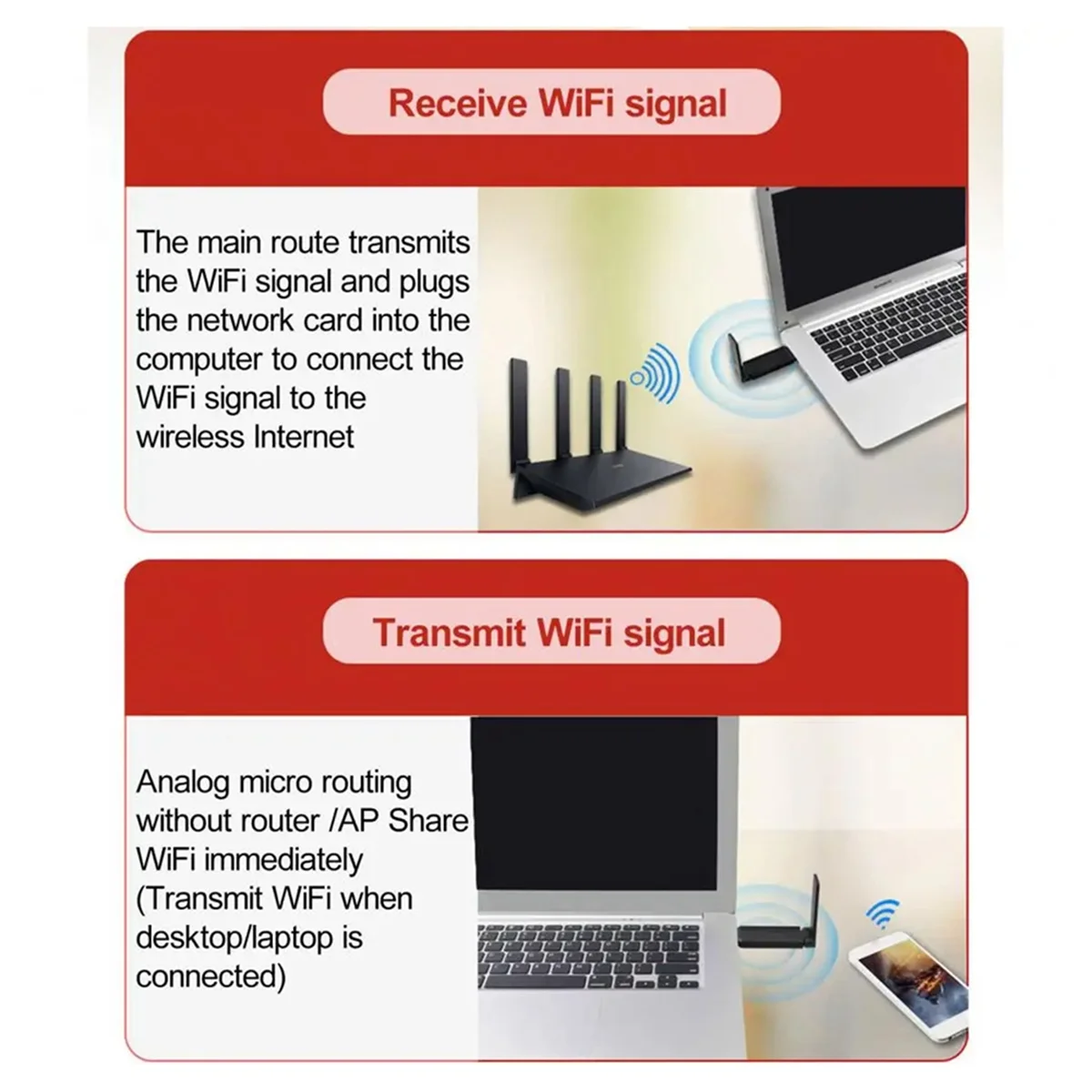 New 1300m Wireless Network Card 5G Gigabit Dual-Band Wireless Wifi Network Card Desktop Transmitter Network Card