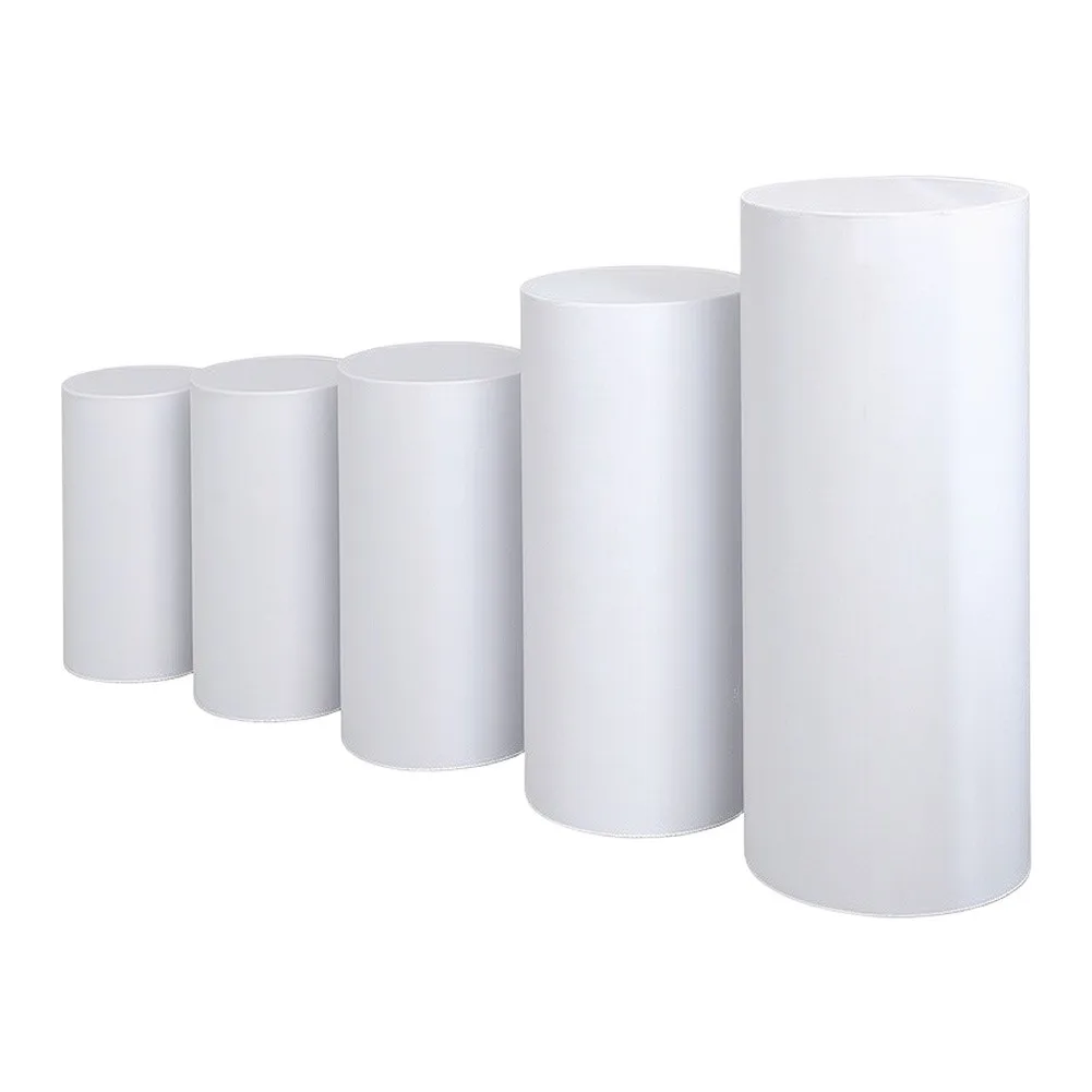 5pcs Cylinder Pedestal Stand Covers Polyester for Wedding Birthday Baby Shower Decor Multiple Size Compatibility