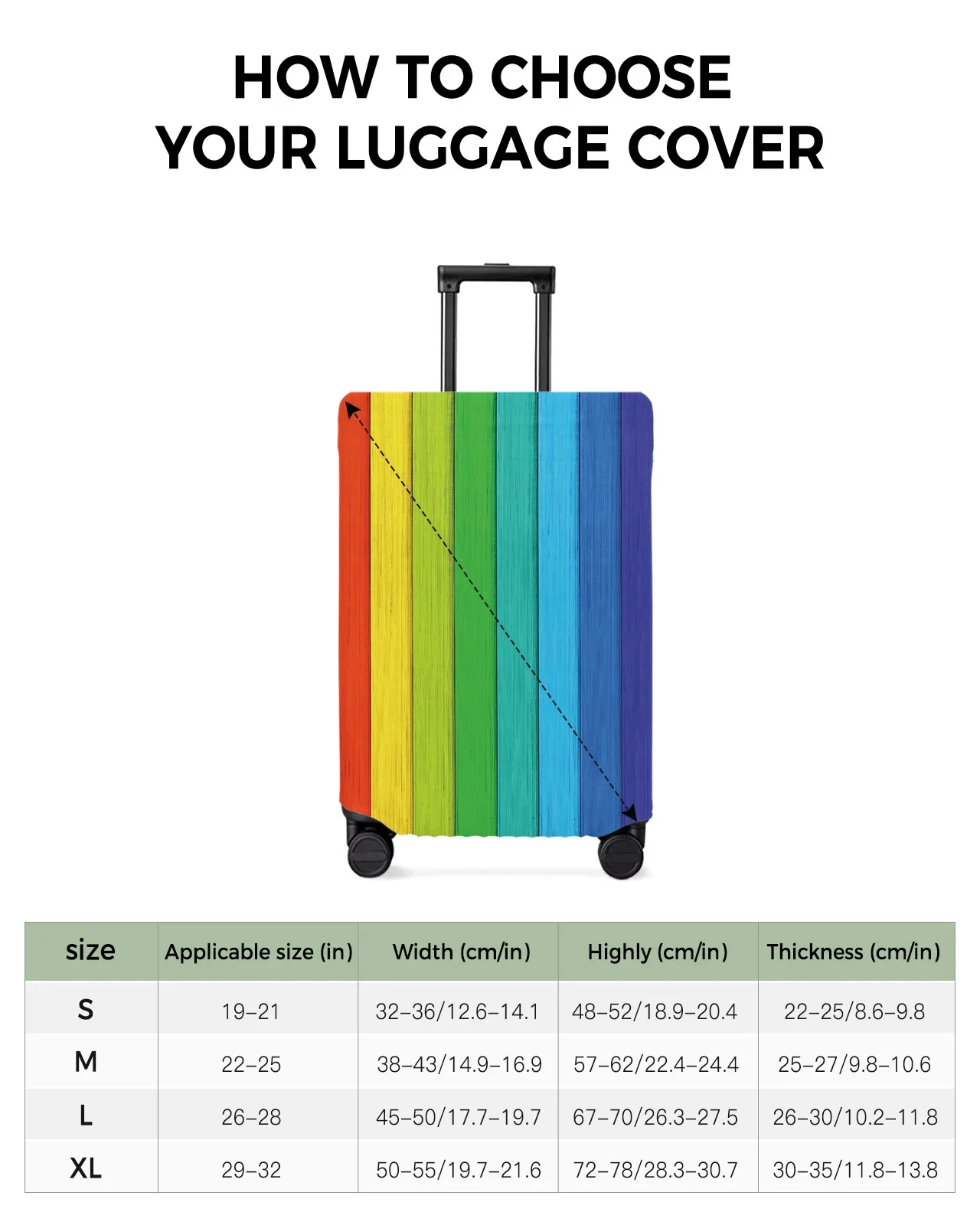 Rainbow Vintage Wood Grain Travel Luggage Cover Elastic Baggage Cover For 18-32 Inch Suitcase Case Dust Cover Travel Accessories