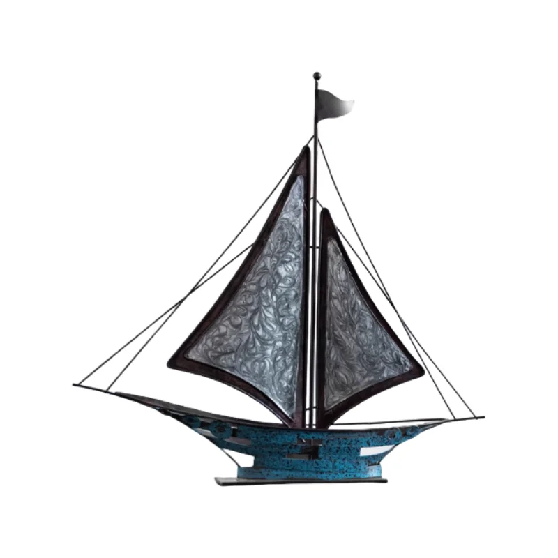 

A1 Metal Handicrafts Realistic Retro Sailboat Ornaments Handmade Statue Tabletop Boat Arrangement Home Decoration Accessories