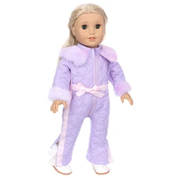 Doll Clothes 18Inch/45cm Baby New Born Doll Purple Rompers Hooded For Rebirth Doll Americanog Girl Doll Casual Wear Accessory