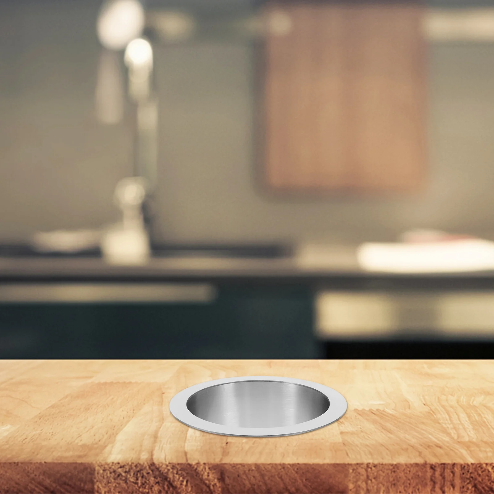 

Round Stainless Steel Built-in Trash Chute Countertop Garbage Holder Smooth Small Waste Bin for Kitchen Drop-in Trash Chute