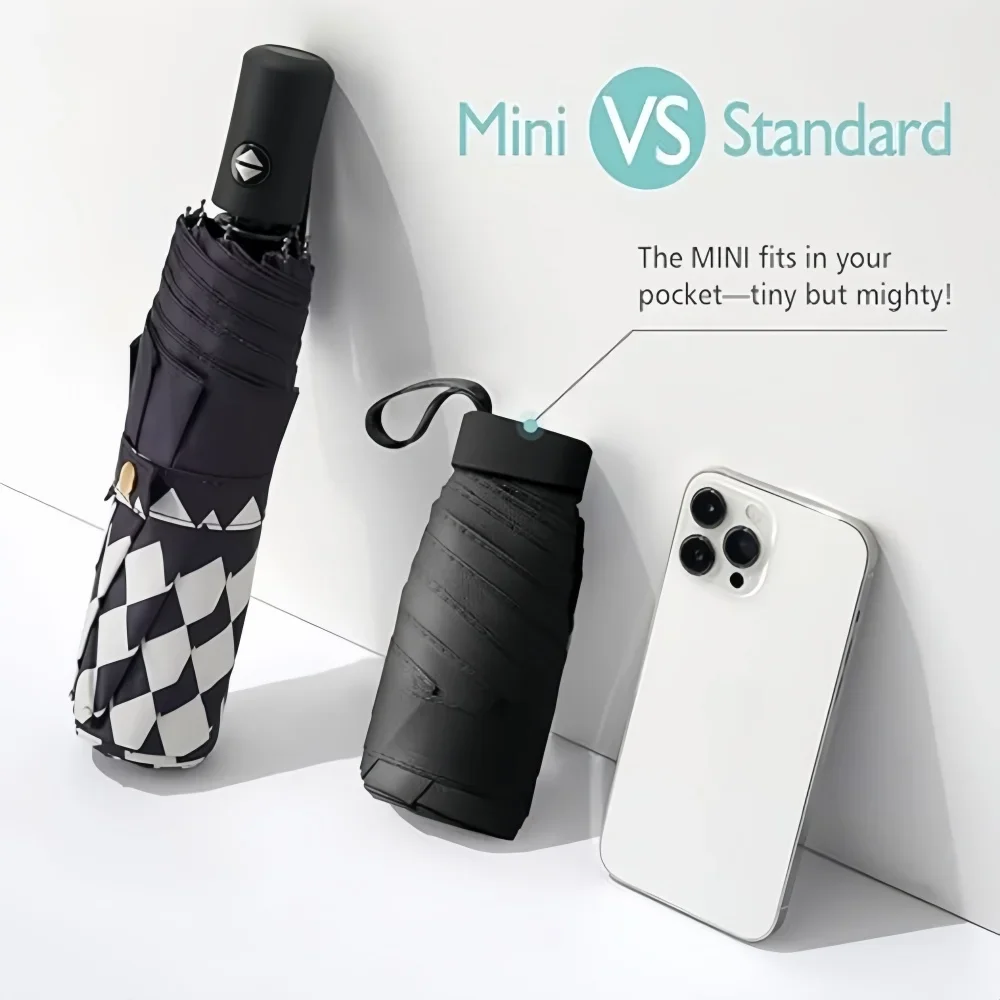 Protable Anti-Uv Mini Umbrella Compact Travel Sunshade Umbrellas For Sunny And Rainy Days,With Uv Coating And 6 Reinforced Ribs