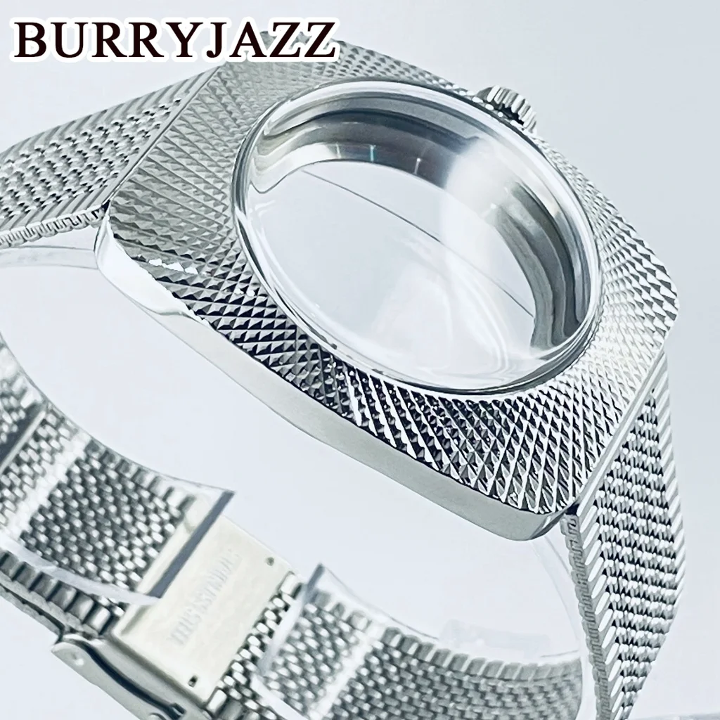 BURRYJAZZ 36.5mm NH34 NH35 NH36 NH38 Watch Case Waterproof Silver Stainless  Case Dome Acrylic Glass