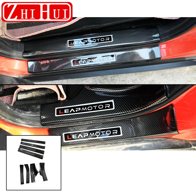 For Leapmotor T03 2024 2025 2026 Car Styling ABS Threshold Anti Stepping Sticker Decorative Strip Welcome Pedal Auto Accessories