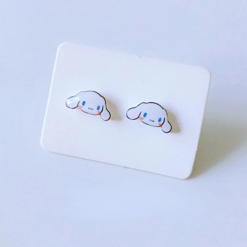 Sanrio kawaii anime peripheral Japanese cute and sweet girl Cinnamoroll earrings without piercing silver needle earrings gift