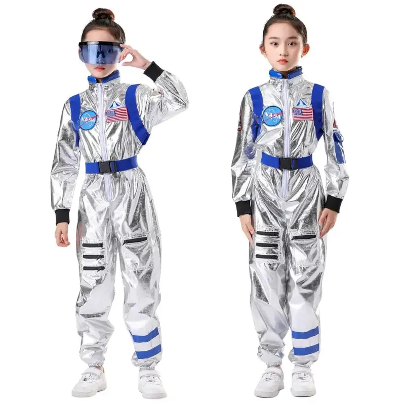 qa15624H الشحن الاطفال زي الفضة رائد الفضاء تأثيري تمويه الأطفال بذلة ملابس رائد الفضاء هالوين كرنفال