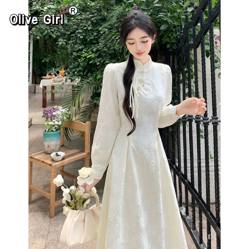 

Dress for Autumn and Winter Plush Insulation Chinese Improved Cheongsam Dress Qipao Elegant High-end Women's Clothing