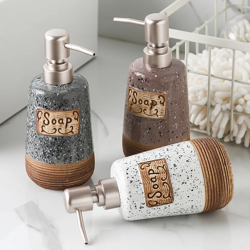 Bathroom Marble Ceramic Emulsion Bottle Make-up Water Shower Gel Shampoo Hand Sanitizer Press Bottle Bathroom Accessories