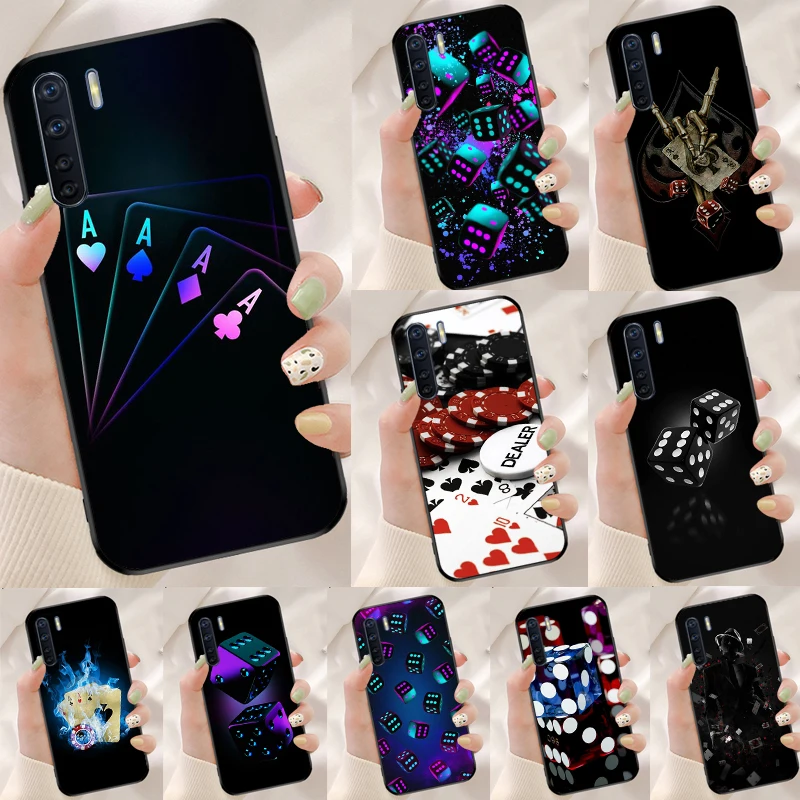 Dices Poker Casino Case For OPPO A96 A76 A77 A78 A74 A94 A5 A9 A31 A53 A52 A72 A91 A93 A15 A16 A17 A57s A54s