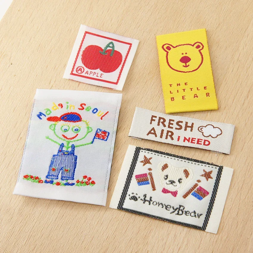 Handmade cloth folding apple bear boy cloud cute decorative label fabric sewing DIY accessories embroidery