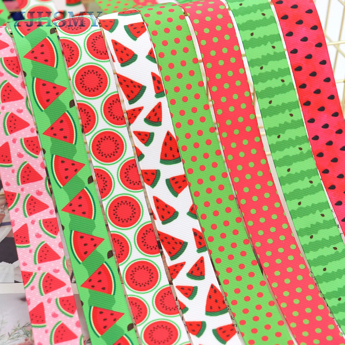 Watermelon Print Ribbon, Red/ Green/ Black/ White Summer Ribbon Fruit Pattern Ribbon for Wreaths,All Crafting and Sewing