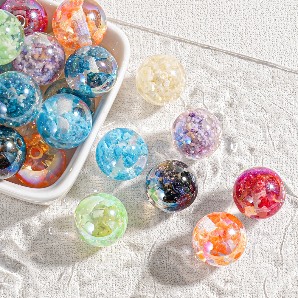 

20pcs 16mm Romantic Loose Beads Acrylic Round Spacer Beads Handmade Necklace Bracelet Key Chain Jewelry Making Accessories