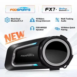 Fodsports FX7 Motorcycle Helmet Intercom Mesh Bluetooth Helmet Headset Moto Interphone,10 Rider 2000M,FM Radio,BT5.4