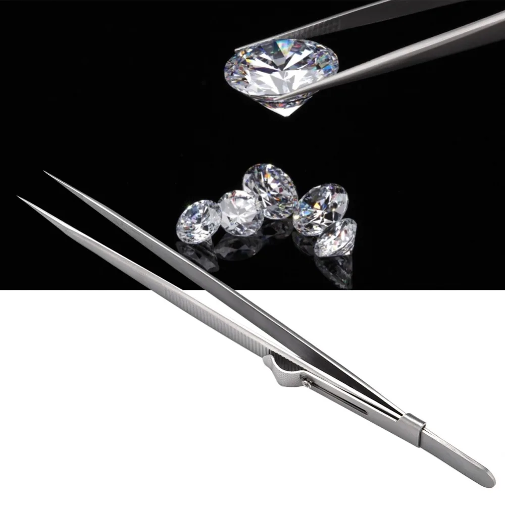 

Пинцет из нержавеющей стали с замком, прямой дизайн, нескользящая ручка, пинцет для ювелирных изделий, инструменты для сбора бисера, изготовление ювелирных изделий своими руками