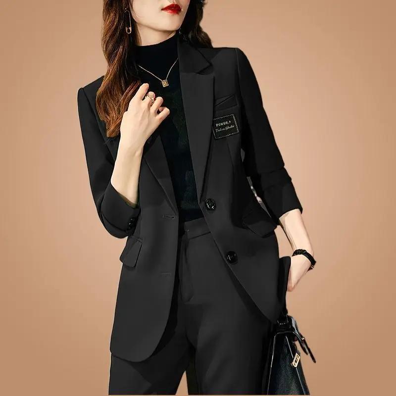 Women's Casual Suit Two Piece 2024 Spring Autumn New Fashion Long Sleeve Blazers Coat Pant Suit Korean Elegant Chic Matching Set