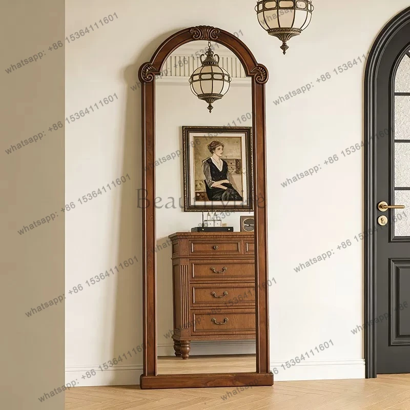 French retro full-body mirror household medieval arched fitting mirror entrance hanging wall