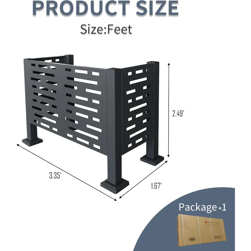 Recinzione per condizionatore d'aria da 3 piedi x 2 piedi Unità esterne Copertura per recinzione privacy in metallo Nascondi unità di climatizzazione Pannelli a 3 recinzioni 40,25''