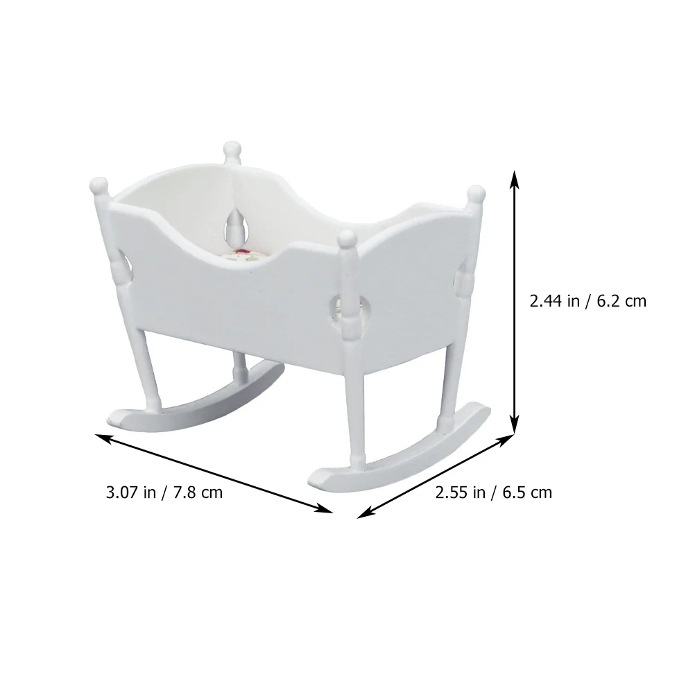 Bassinet Mini Cradle House Furniture Adorable Dolly Tiny White Small Model