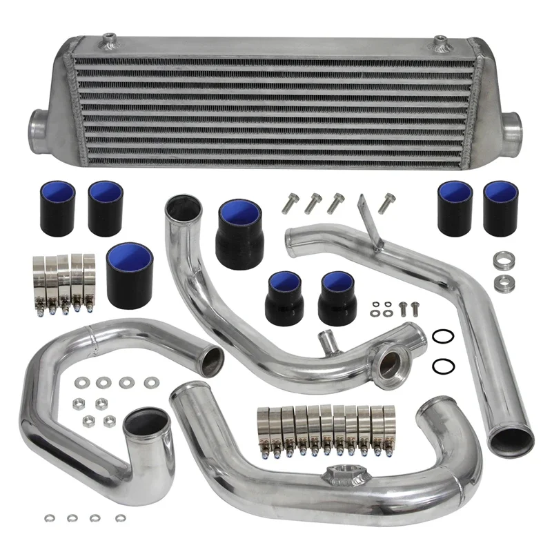 Intercooler Front Mount & Pipe Kit Fits for VW Golf GTI Jetta MK4 1.8L Turbocharged 1998-2005 Polished Aluminum