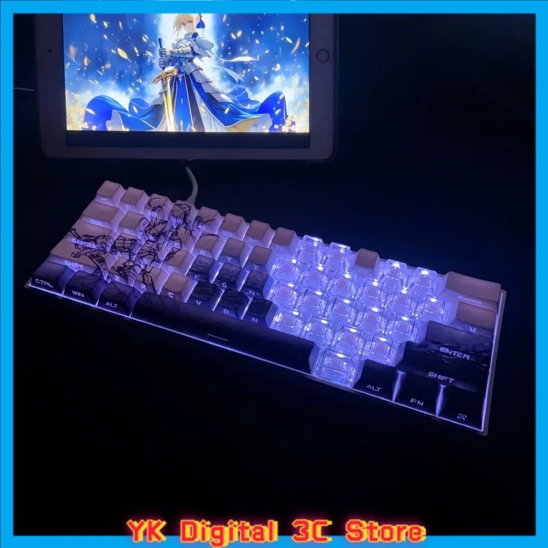 Saber Themed Anime Keycaps Mechanical Keyboard Original PBT Custom Cute Keycaps PC Gaming Keyboard Accessories Collectible Gift