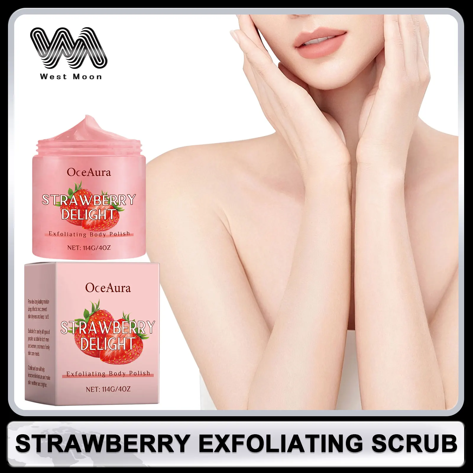 

Strawberry Body Scrub Cream Exfoliating Dead Skin Remover Melanin Bleach Underarm Knee Reduce Pigmentation Smooth Cleansing Skin