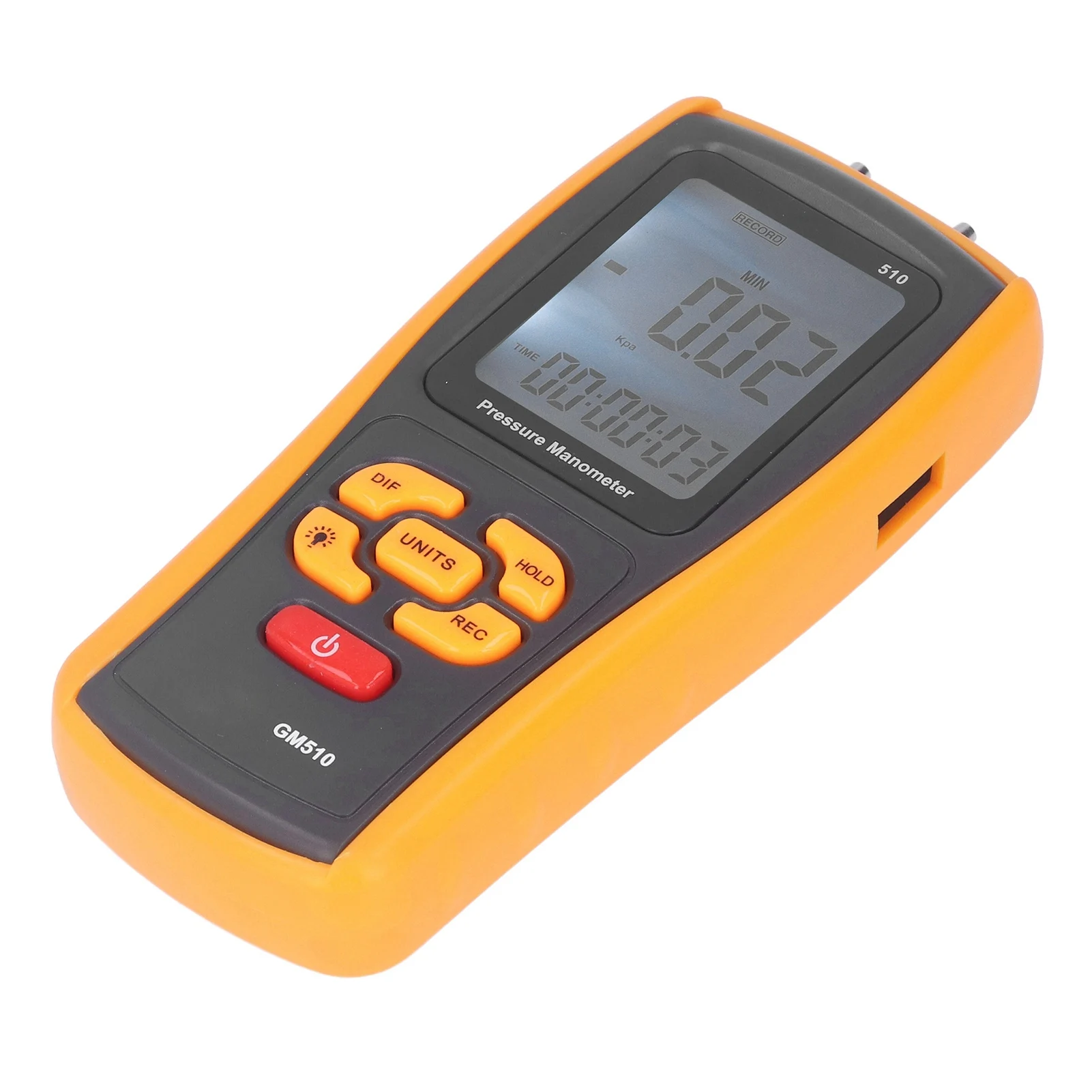 GM510 Digital Differential Pressure Gauge USB Data Logging Backlit LCD For Fan Blower Furnace Air Flow HVAC Testing Meter Tool